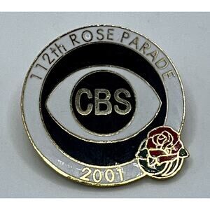 Rose Parade 2001 CBS Lapel Pin 112th ROSE PARADE Pin Gold Tone & Enamel